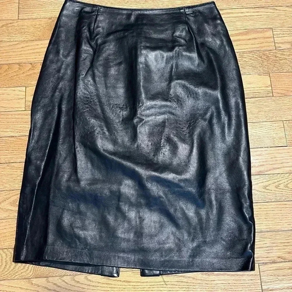 Danier Dresses & Skirts - [8]Danier  Navy Blue Leather Pencil Skirt